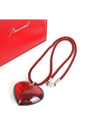 Baccarat Red Heart Crystal Pendant Necklace
